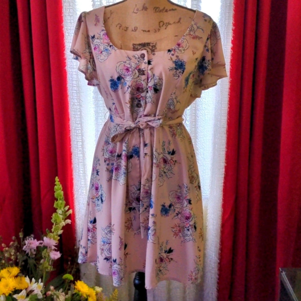 Xhilaration Floral Button Sundress Cottagecore